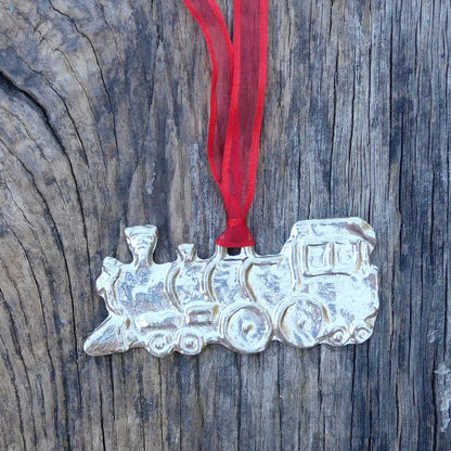 Steam Train Christmas Decoration, Christmas Train Tree Ornament, Handmade, in Finest Pewter, by William Sturt
