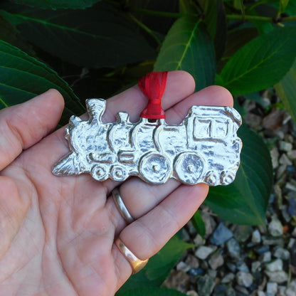 Steam Train Christmas Decoration, Christmas Train Tree Ornament, Handmade, in Finest Pewter, by William Sturt