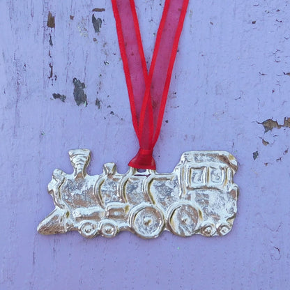 Steam Train Christmas Decoration, Christmas Train Tree Ornament, Handmade, in Finest Pewter, by William Sturt