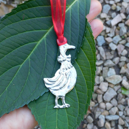 Goose Christmas Decoration, Goose Decoration, Handmade, in Finest Pewter, by William Sturt