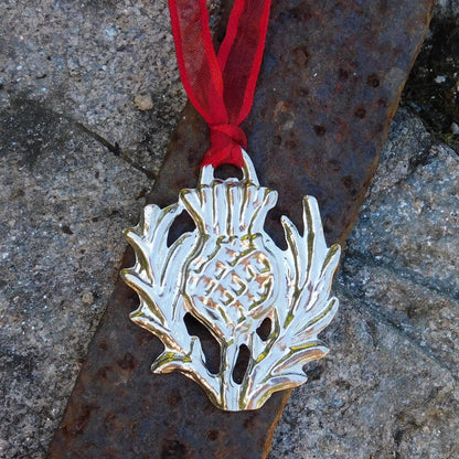 Thistle Christmas Decoration, Thistle Decoration, Handmade, in Finest Pewter, by William Sturt