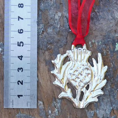 Thistle Christmas Decoration, Thistle Decoration, Handmade, in Finest Pewter, by William Sturt