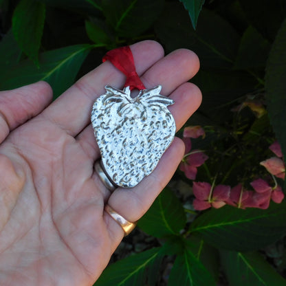 Strawberry Christmas Decoration, Strawberry Decoration, Handmade, in Finest Pewter, by William Sturt