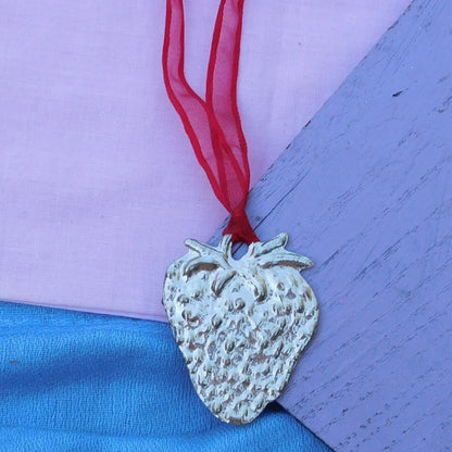 Strawberry Christmas Decoration, Strawberry Decoration, Handmade, in Finest Pewter, by William Sturt