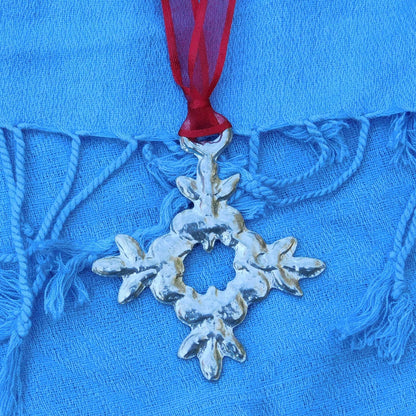 Snowflake Christmas Decoration, Snowflake Decoration, Handmade, in Finest Pewter, by William Sturt