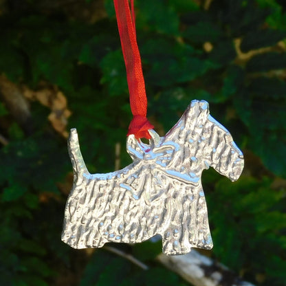 Scotty Dog Christmas Decoration, Scotty Decoration, Handmade, in Finest Pewter, by William Sturt