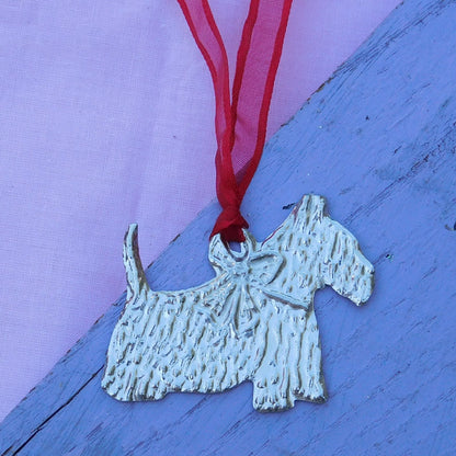 Scotty Dog Christmas Decoration, Scotty Decoration, Handmade, in Finest Pewter, by William Sturt
