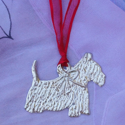 Scotty Dog Christmas Decoration, Scotty Decoration, Handmade, in Finest Pewter, by William Sturt