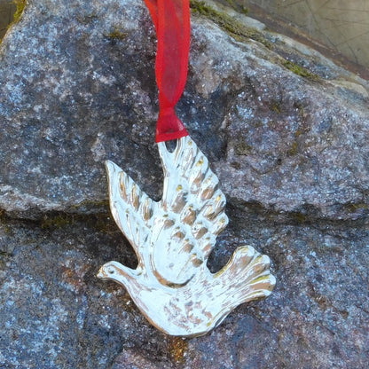 Turtle Dove Christmas Decoration, Dove Decoration, Handmade, in Finest Pewter, by William Sturt