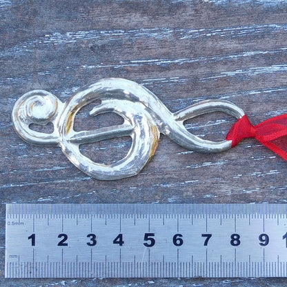 Treble Clef Christmas Decoration, Musical Tree Decoration, Handmade, in Finest Pewter, by William Sturt