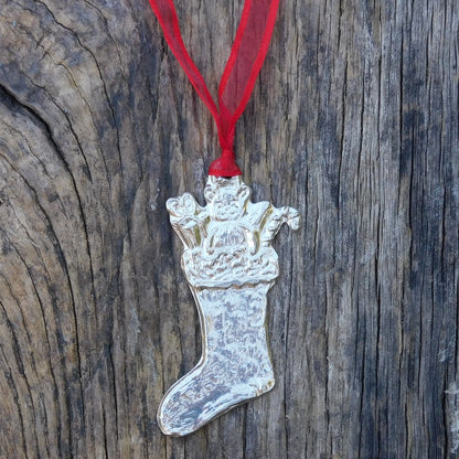 Christmas Stocking Christmas Decoration, Stocking Decoration, Handmade, in Finest Pewter, by William Sturt