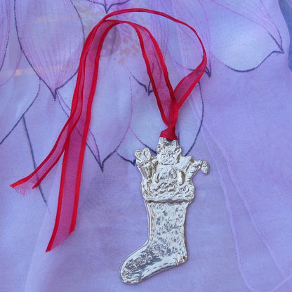 Christmas Stocking Christmas Decoration, Stocking Decoration, Handmade, in Finest Pewter, by William Sturt