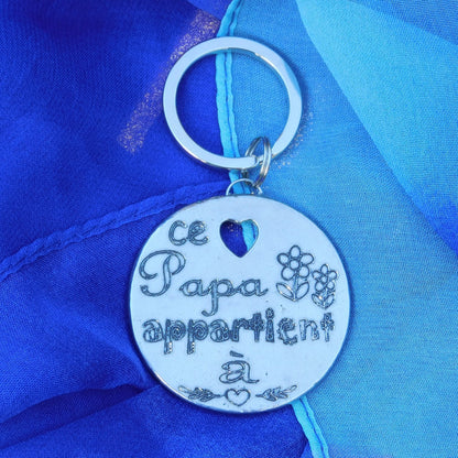 French Keyring, Ce Papa Appartient À, Personnalised Keyring, French Papa Keyring, Handmade, in Finest Pewter, by William Sturt