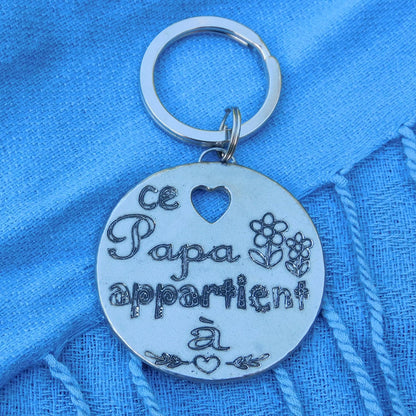 French Keyring, Ce Papa Appartient À, Personnalised Keyring, French Papa Keyring, Handmade, in Finest Pewter, by William Sturt