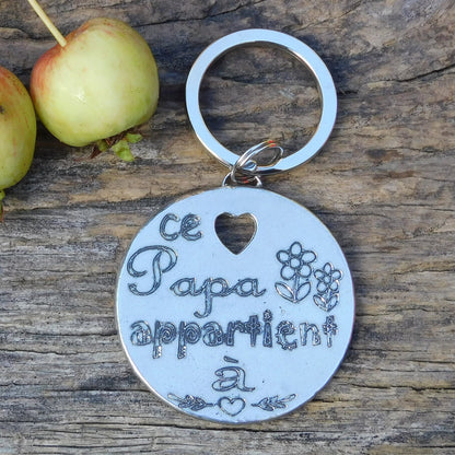 French Keyring, Ce Papa Appartient À, Personnalised Keyring, French Papa Keyring, Handmade, in Finest Pewter, by William Sturt