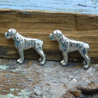 Boxer Dog Cufflinks, Handcast Pewter Cufflinks, Polished Finish