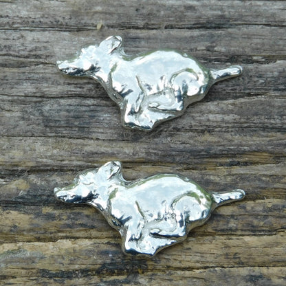 Jack Russell Cufflinks, Handcast Pewter Cufflinks, Polished Finish