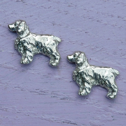 Springer Spaniel Dog Cufflinks, Handcast Pewter Cufflinks, Polished Finish