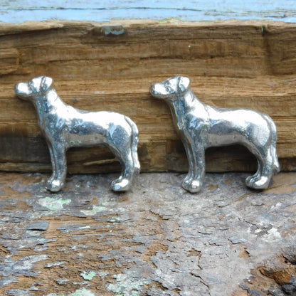 Dog Cufflinks, Handcast Pewter Cufflinks, Polished Finish