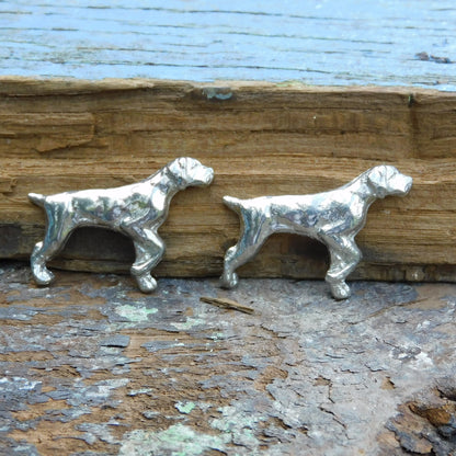 Pointer Dog Cufflinks, Handcast Pewter Cufflinks, Polished Finish