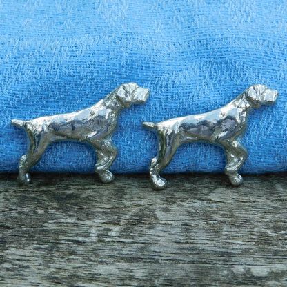 Pointer Dog Cufflinks, Handcast Pewter Cufflinks, Polished Finish