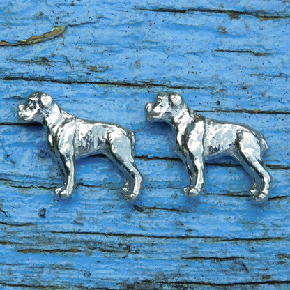 Boxer Dog Cufflinks, Handcast Pewter Cufflinks, Polished Finish