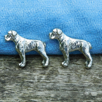 Boxer Dog Cufflinks, Handcast Pewter Cufflinks, Polished Finish