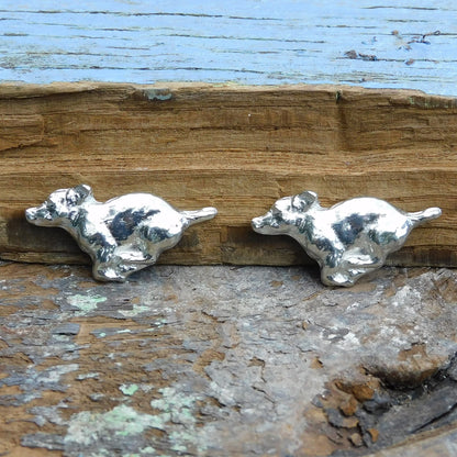 Jack Russell Cufflinks, Handcast Pewter Cufflinks, Polished Finish
