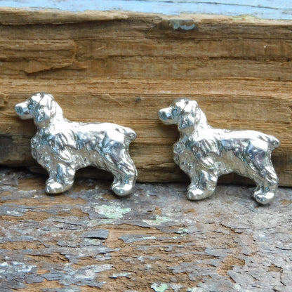 Springer Spaniel Dog Cufflinks, Handcast Pewter Cufflinks, Polished Finish