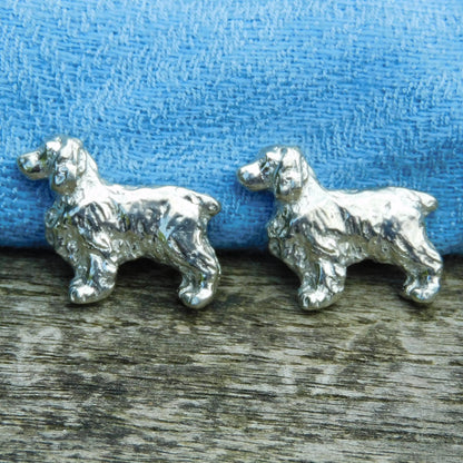 Springer Spaniel Dog Cufflinks, Handcast Pewter Cufflinks, Polished Finish