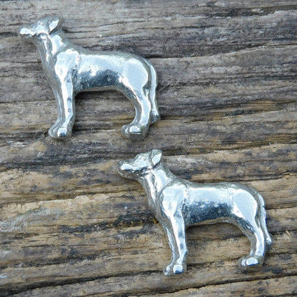 Dog Cufflinks, Handcast Pewter Cufflinks, Polished Finish