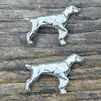 Pointer Dog Cufflinks, Handcast Pewter Cufflinks, Polished Finish