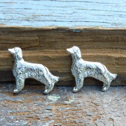 Setter Dog Cufflinks, Handcast Pewter Cufflinks, Polished Finish