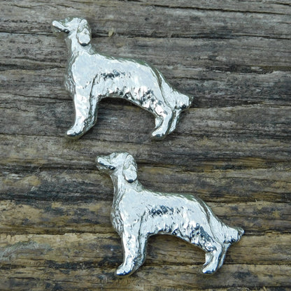 Setter Dog Cufflinks, Handcast Pewter Cufflinks, Polished Finish