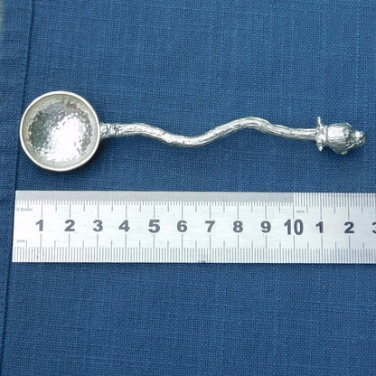 Robin Sugar Spoon With Round Bowl, Handcast in Fine Pewter by William Sturt