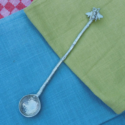 Long Handled Pewter Jam Spoon with Honey Bee Handle, Pewter Condiment Spoon, Handmade, in Finest Pewter, by William Sturt