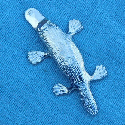 Platypus Brooch, Handcast Pewter, Polished Finish