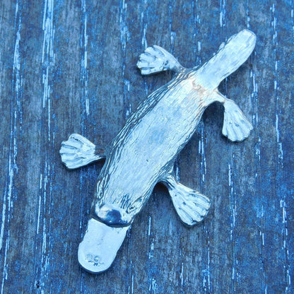 Platypus Brooch, Handcast Pewter, Polished Finish