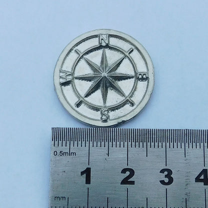 Compass Pocket Token with Message Card, Personnalised Pocket Token, Go See The World, Handmade, in Finest Pewter, by William Sturt
