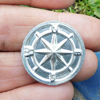 Compass Pocket Token with Message Card, Personnalised Pocket Token, Follow Your Star, Handmade, in Finest Pewter, by William Sturt