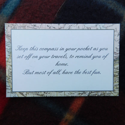 Compass Pocket Token with Message Card, Personnalised Pocket Token, Go See The World, Handmade, in Finest Pewter, by William Sturt