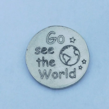 Compass Pocket Token with Message Card, Personnalised Pocket Token, Go See The World, Handmade, in Finest Pewter, by William Sturt