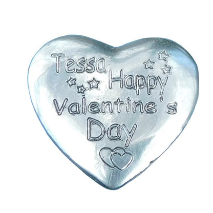 Valentine's Day Heart , Personalised Love Pocket Token, Handmade, in Finest Pewter, by William Sturt
