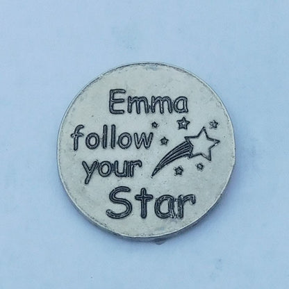 Compass Pocket Token with Message Card, Personnalised Pocket Token, Follow Your Star, Handmade, in Finest Pewter, by William Sturt