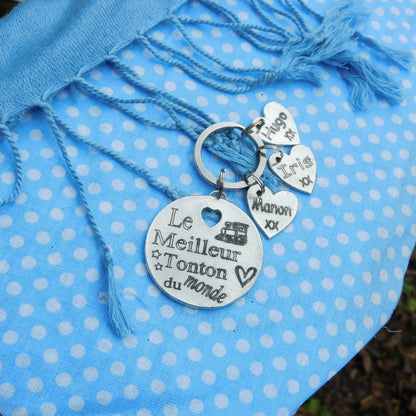 French Keyring, Le Meilleur Tonton du Monde, Personnalised Keyring, Handmade in Fine Pewter, by William Sturt