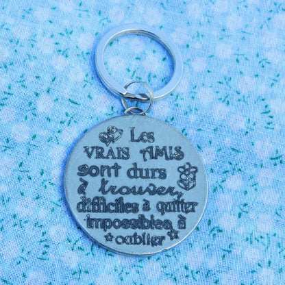 French Keyring, Les Vrais Amis (True Friends), Personnalised Keyring, French Papa Keyring, Handmade, in Finest Pewter, by William Sturt