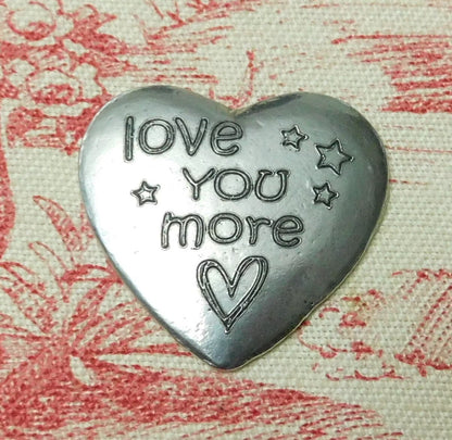 Love You More, love you gift Pocket Heart, Handmade, in Finest Pewter, by William Sturt