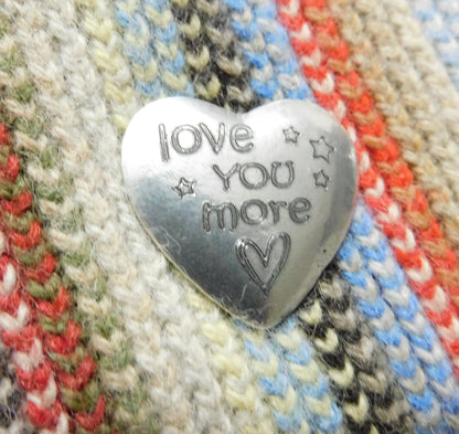 Love You More, love you gift Pocket Heart, Handmade, in Finest Pewter, by William Sturt