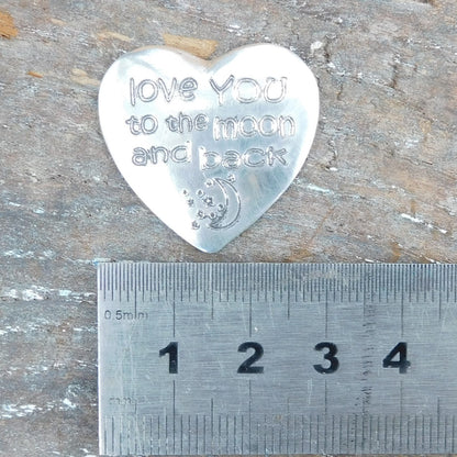 Valentines Day Heart , Personnalised Pocket Token, Handmade, in Finest Pewter, by William Sturt