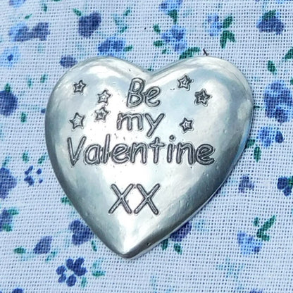 Valentine's Day Heart , Personnalised Pocket Token, Follow Your Heart, Handmade, in Finest Pewter, by William Sturt